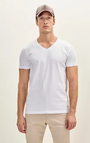 100% Cotton V-Neck T-Shirt - White