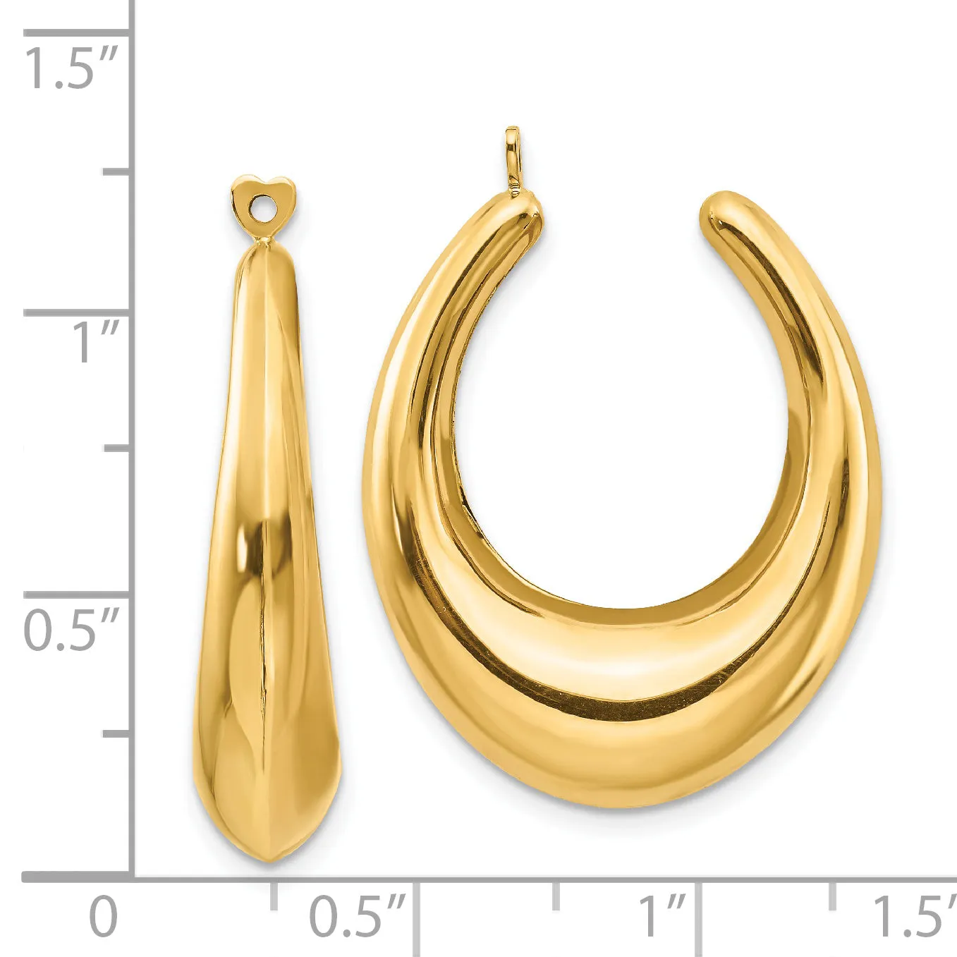 14K Gold Polished Hollow Hoop Earring Jackets for Women  Elegant Creole Style