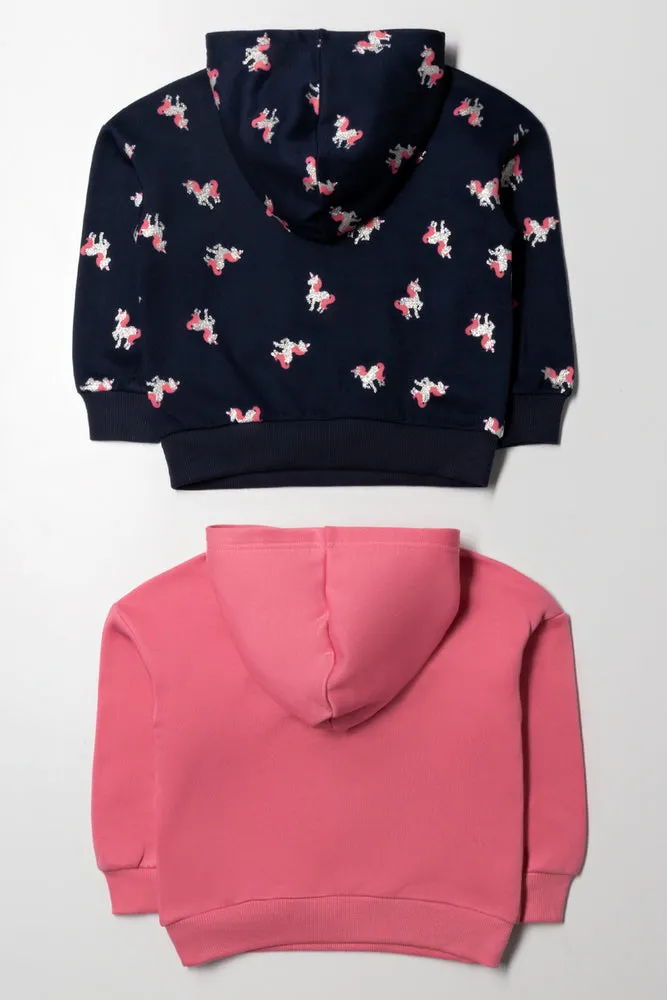 2 Pack Unicorn Tracktops Pink And Black