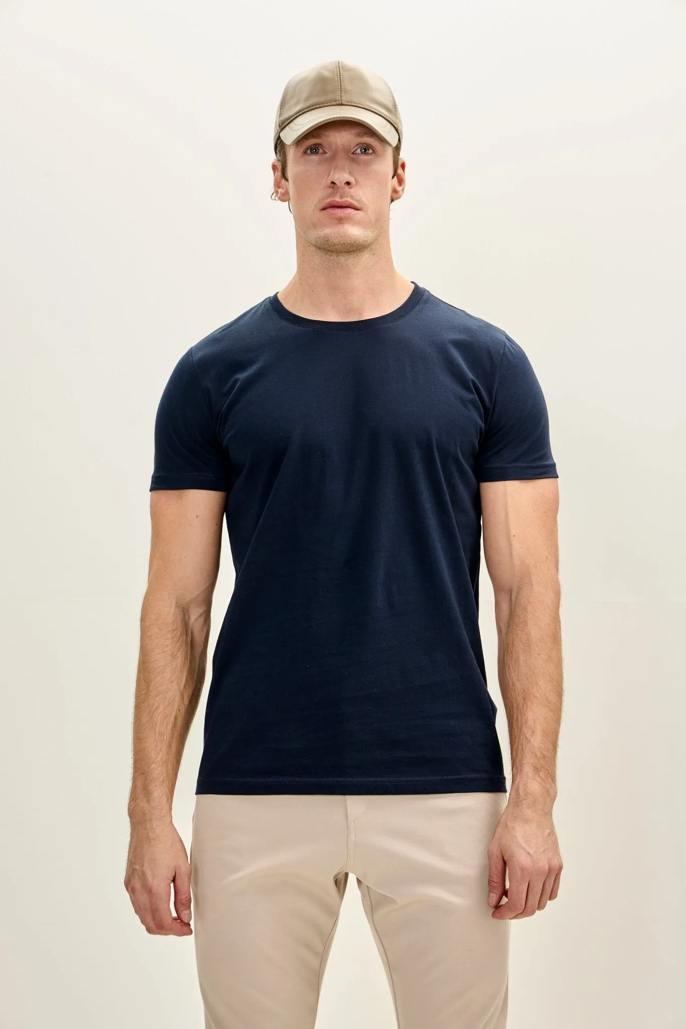 3-pack Cotton Crew-Neck T-Shirt - Navy