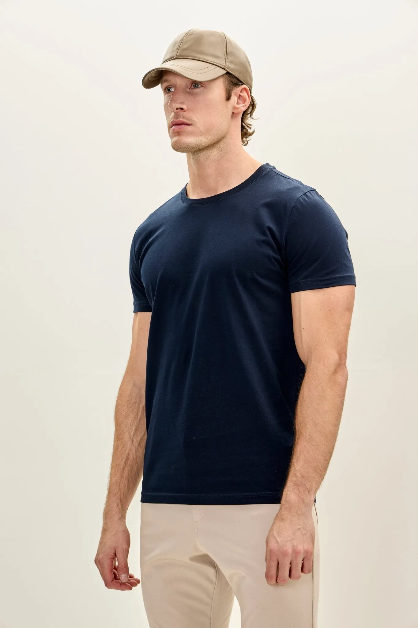 3-pack Cotton Crew-Neck T-Shirt - Navy