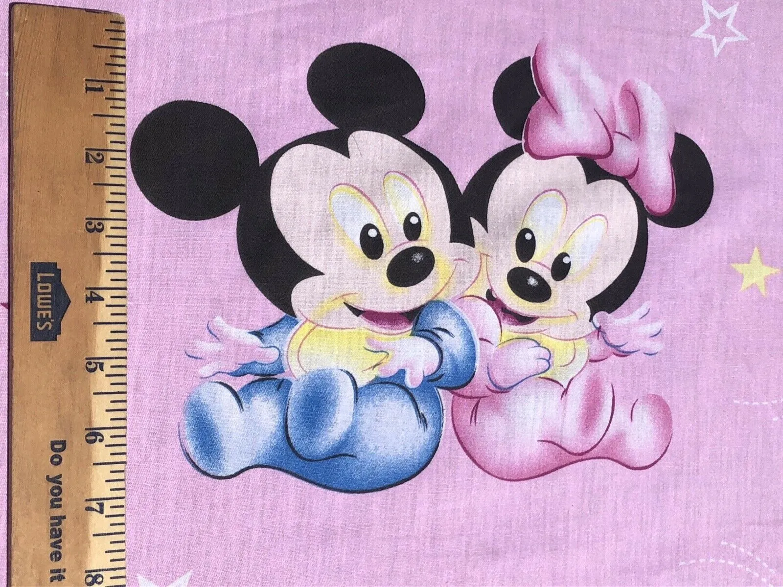 63" Wide Baby Mickey and Minnie Disney Cartoon Cotton