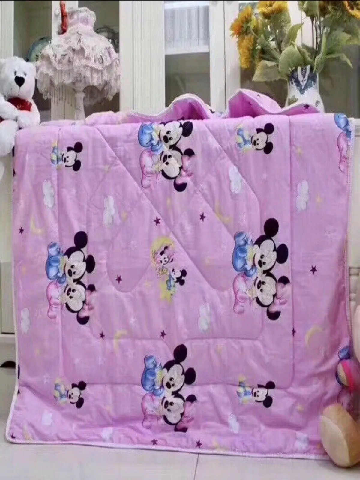 63" Wide Baby Mickey and Minnie Disney Cartoon Cotton