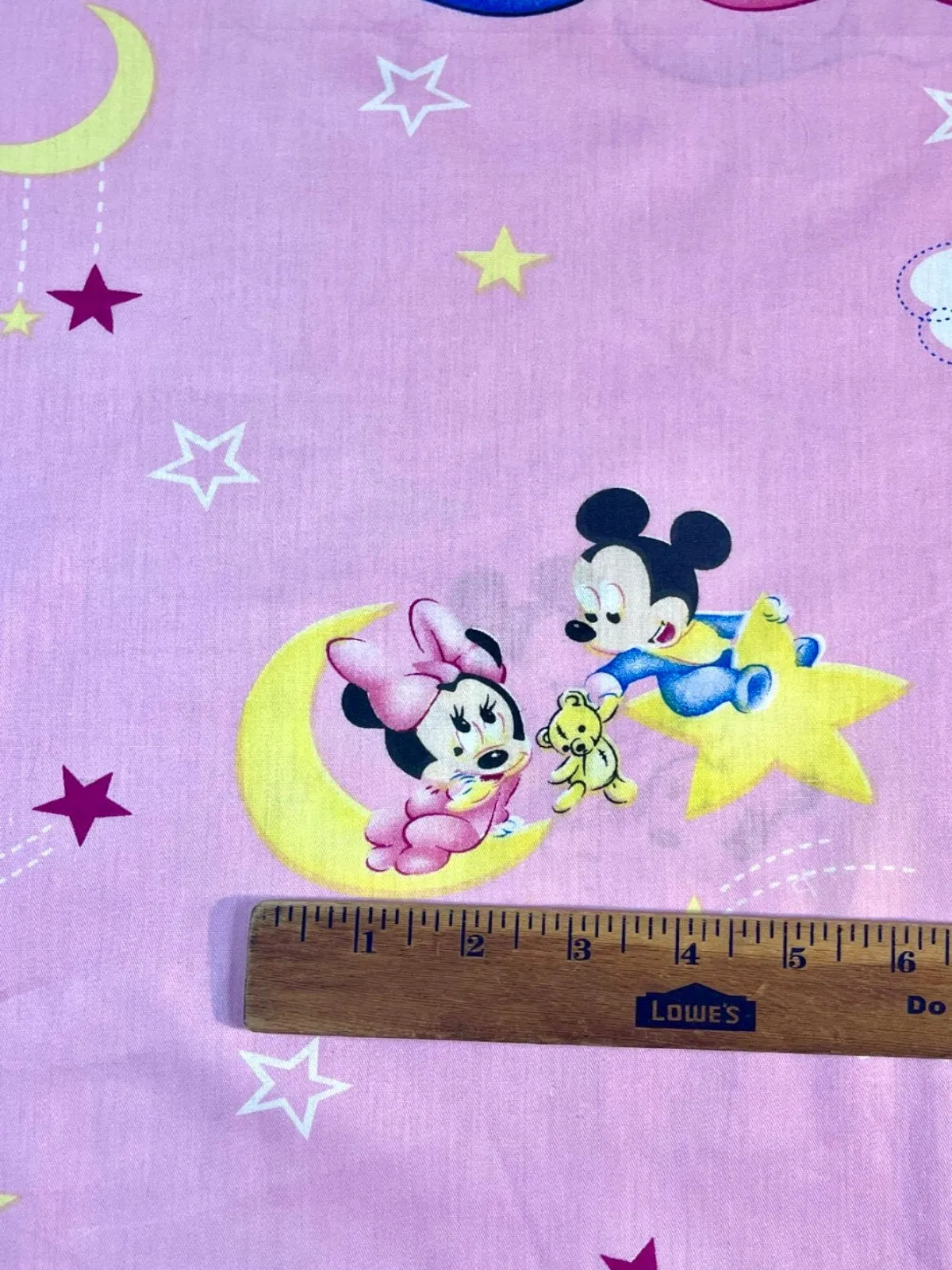 63" Wide Baby Mickey and Minnie Disney Cartoon Cotton