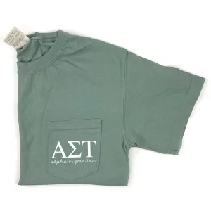 Alpha Sigma Tau Script Letters T-Shirt - Sage
