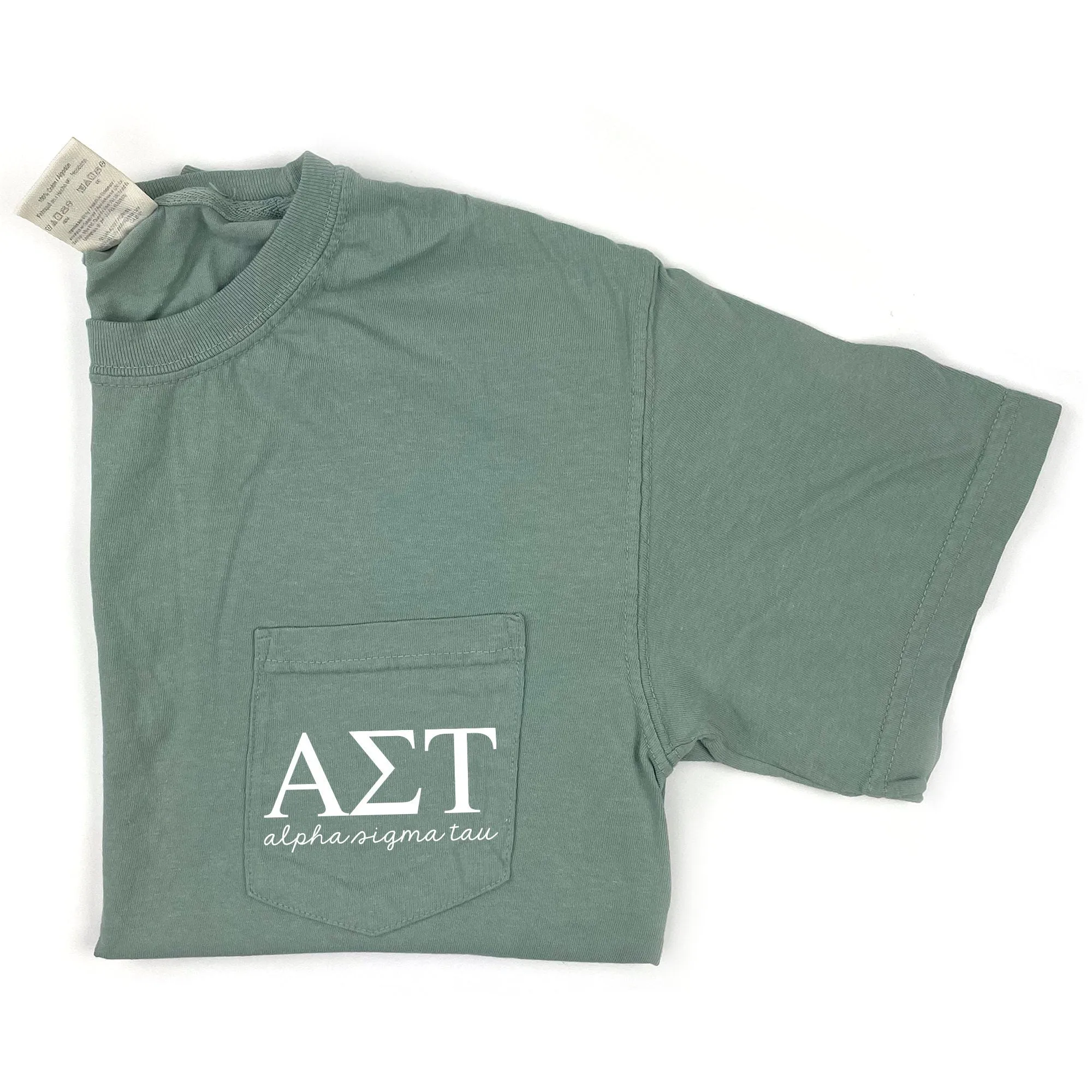 Alpha Sigma Tau Script Letters T-Shirt - Sage