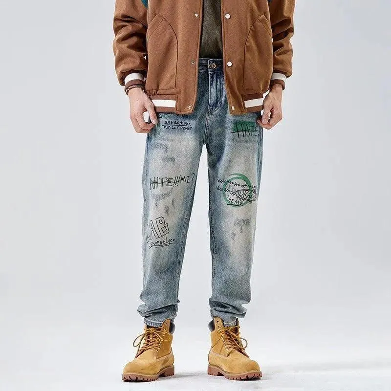 American Print Loose Jeans