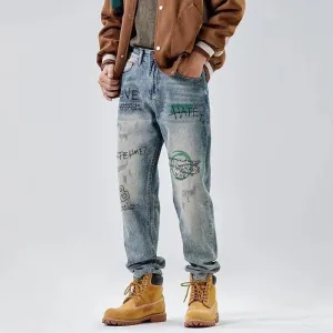 American Print Loose Jeans