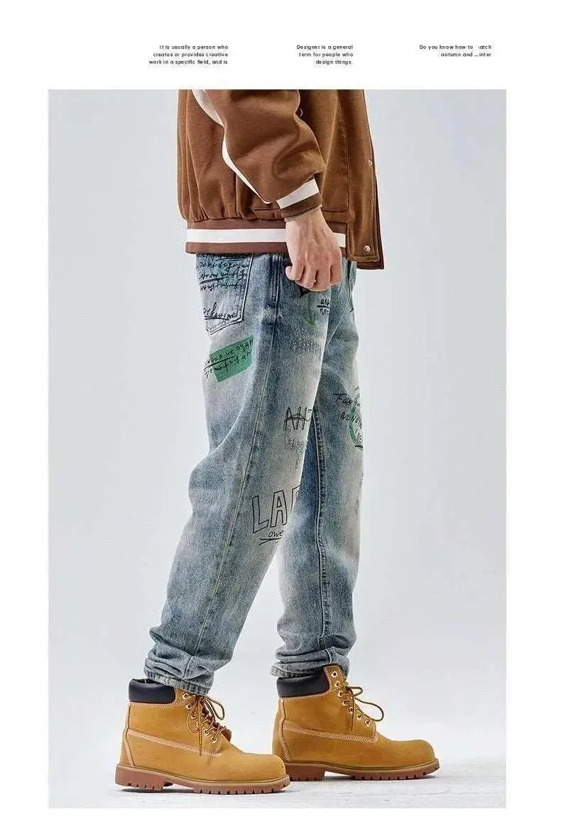 American Print Loose Jeans