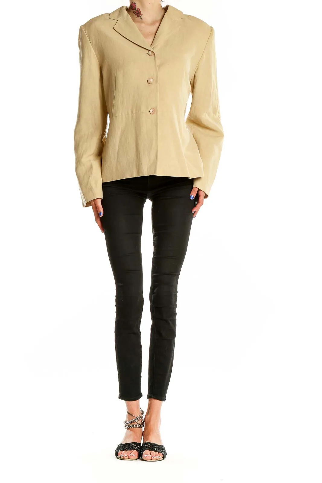 Beige Classic Button-Up Blazer