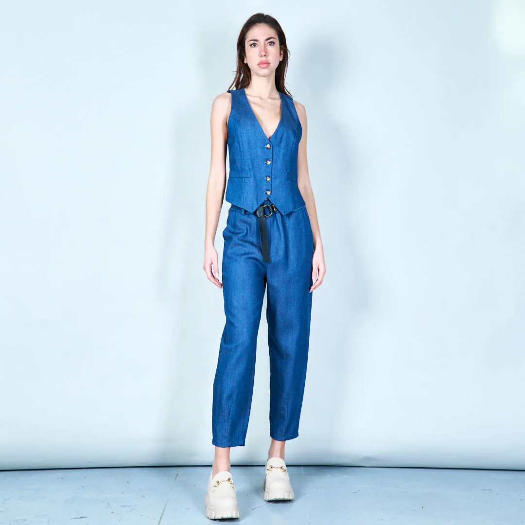 Belted high-waisted trousers wholesale
