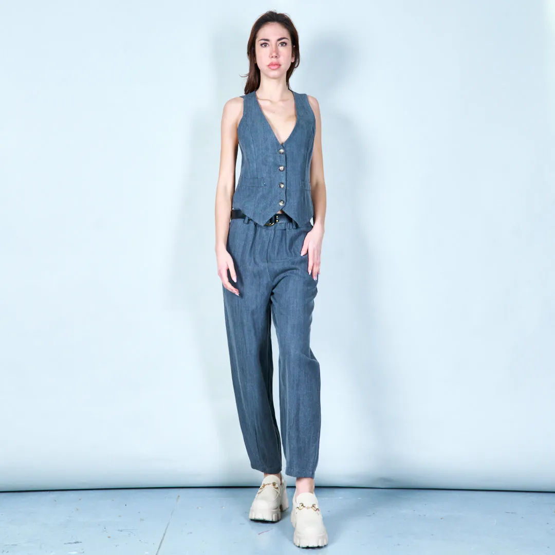 Belted high-waisted trousers wholesale