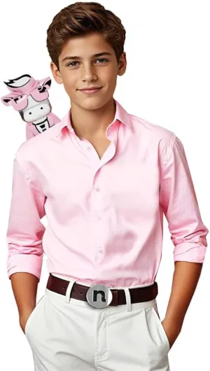Black n Bianco Boys' Signature Sateen Long Sleeve Dress Shirt