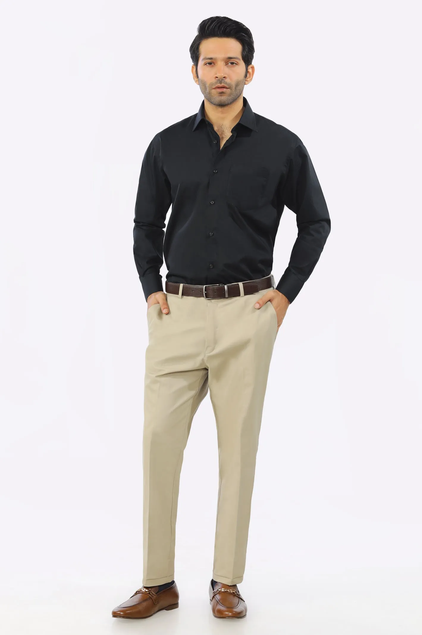 Black Textured Formal Shirt