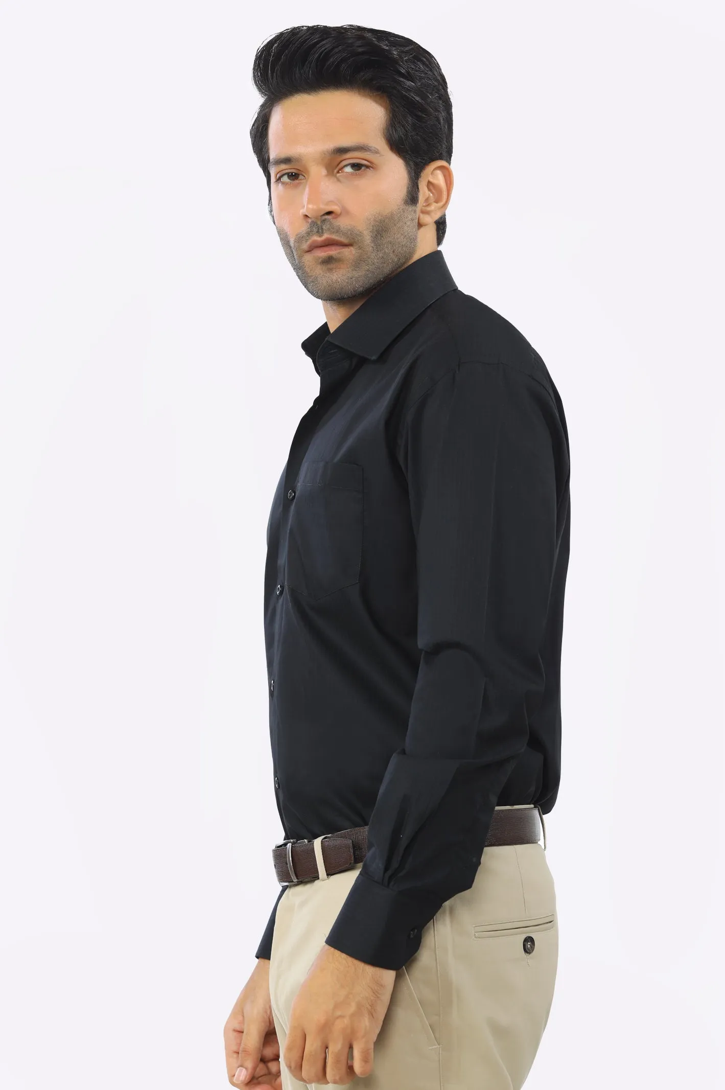 Black Textured Formal Shirt
