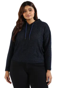 Blue Textured Sweatshirt | Black
