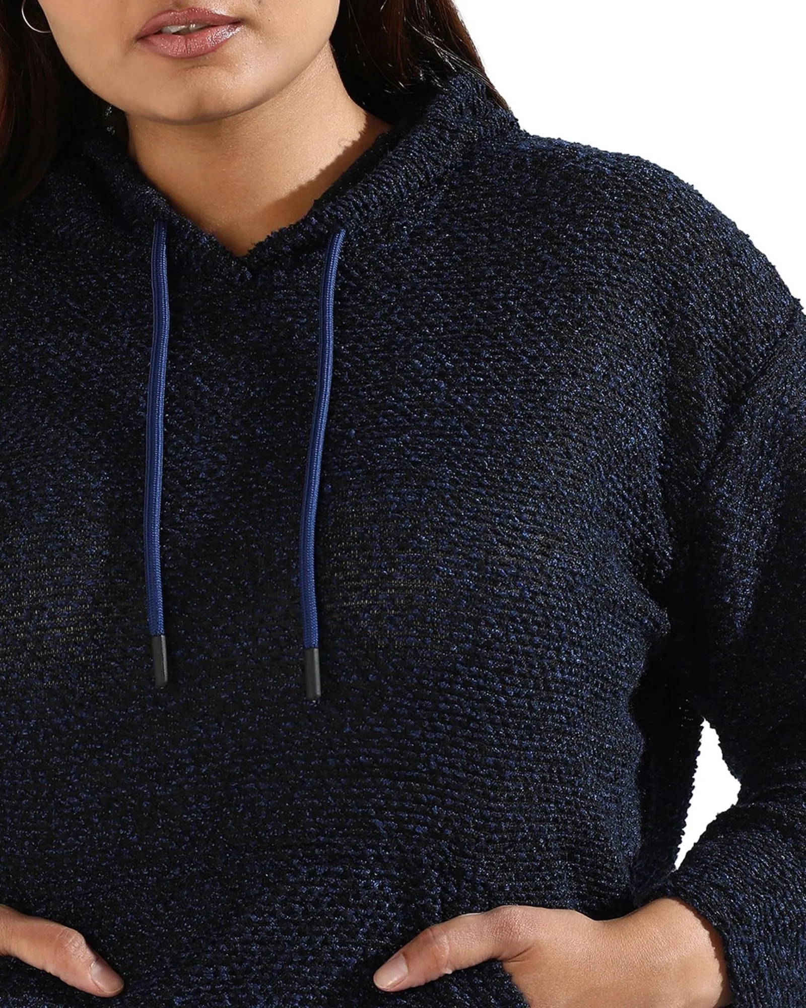 Blue Textured Sweatshirt | Black