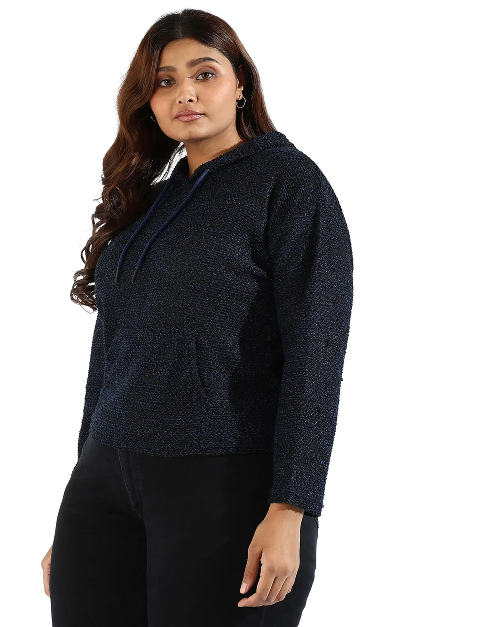 Blue Textured Sweatshirt | Black