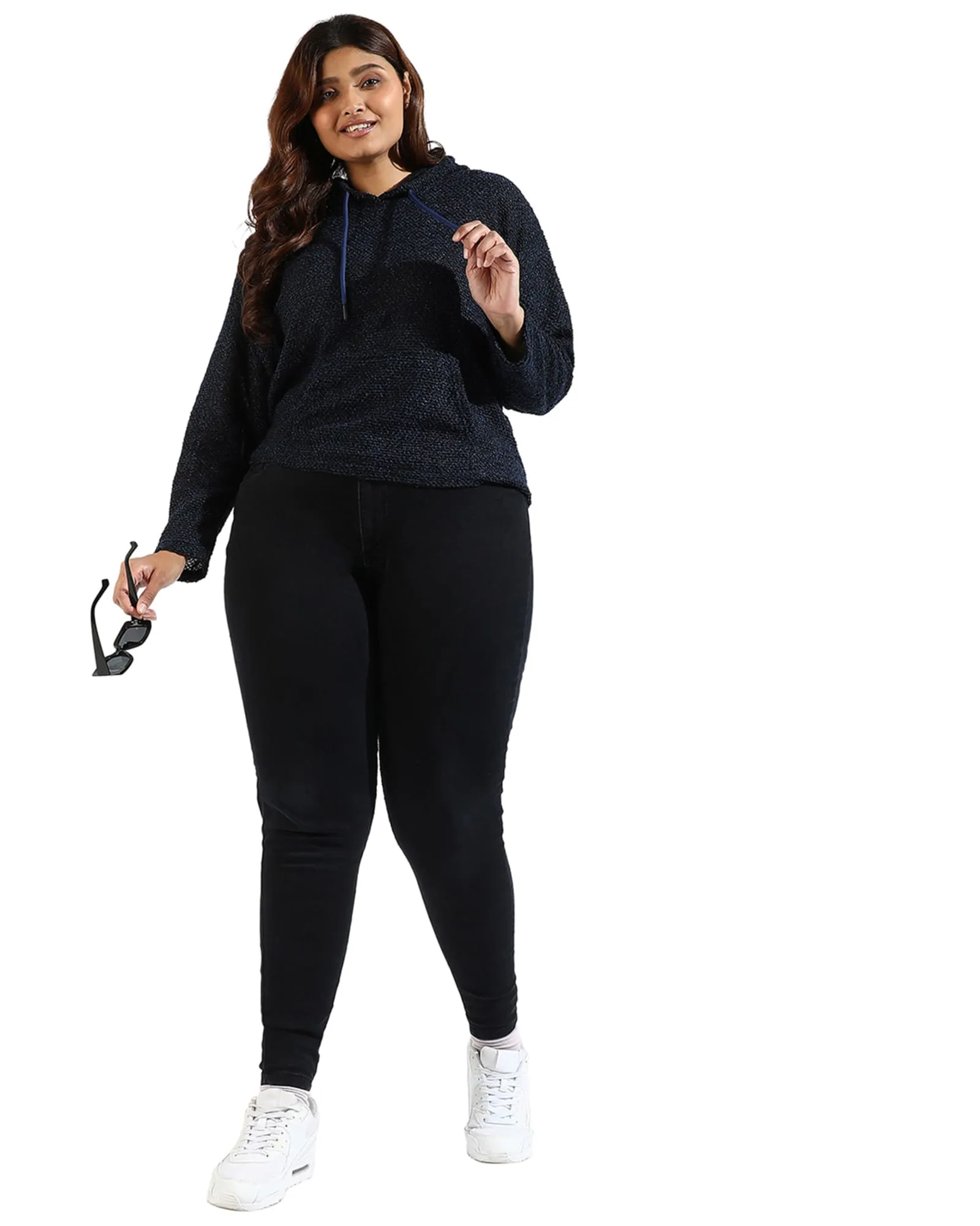 Blue Textured Sweatshirt | Black