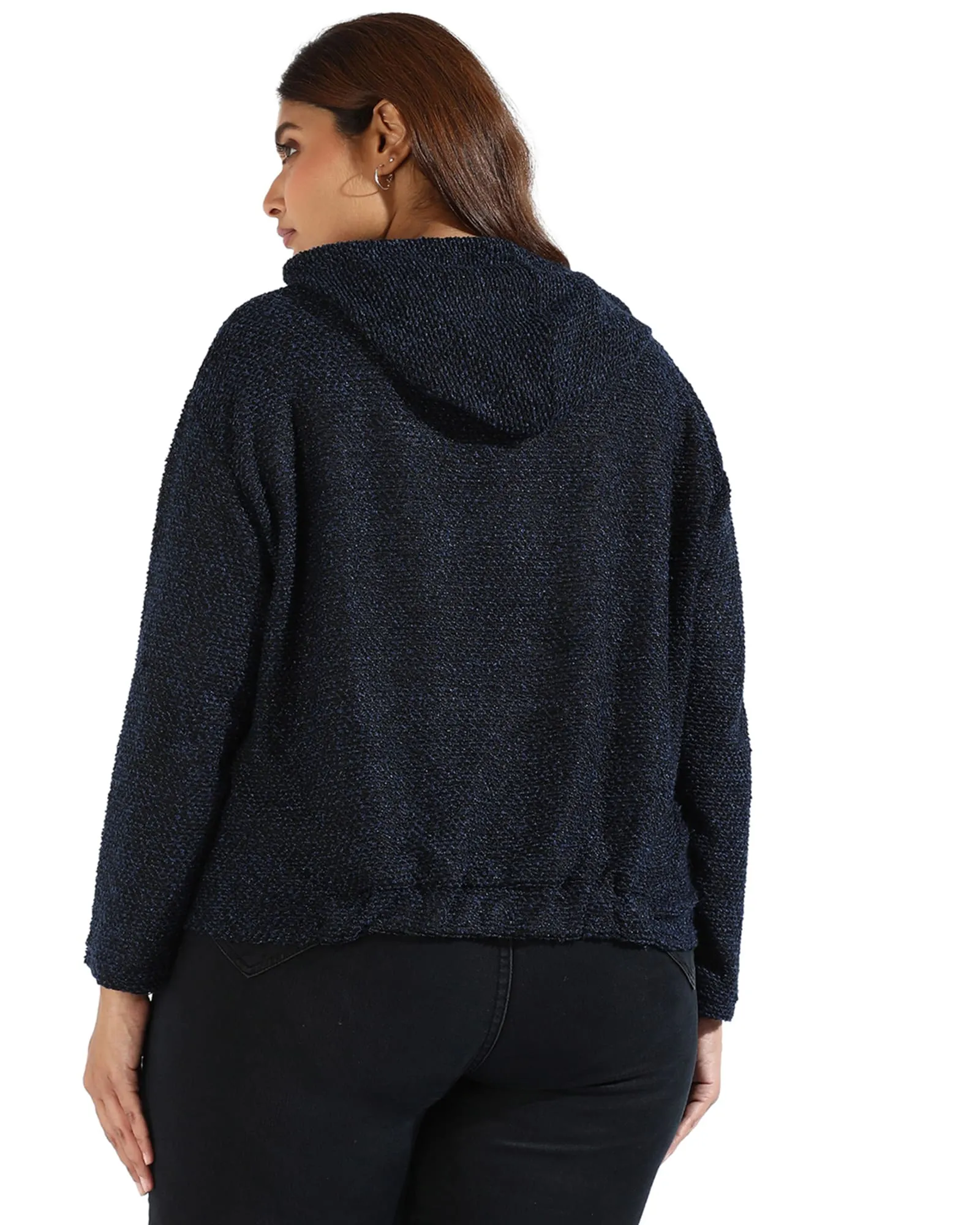 Blue Textured Sweatshirt | Black