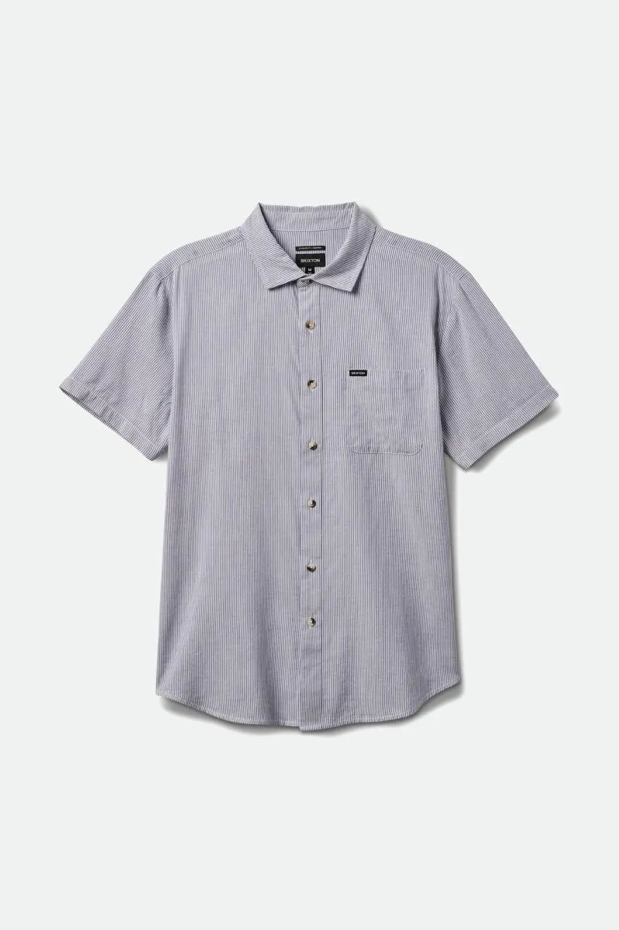 Brixton Charter Stripe SS White/Pacific Blue