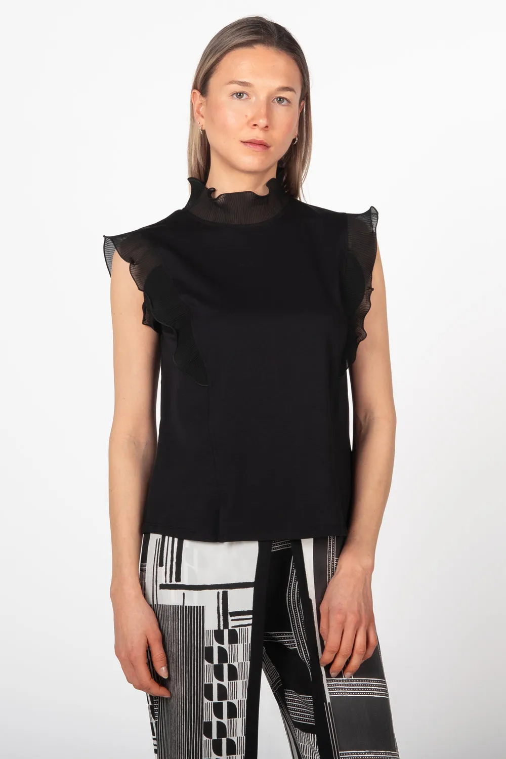 BYLYSE Ruffle Neck Tank