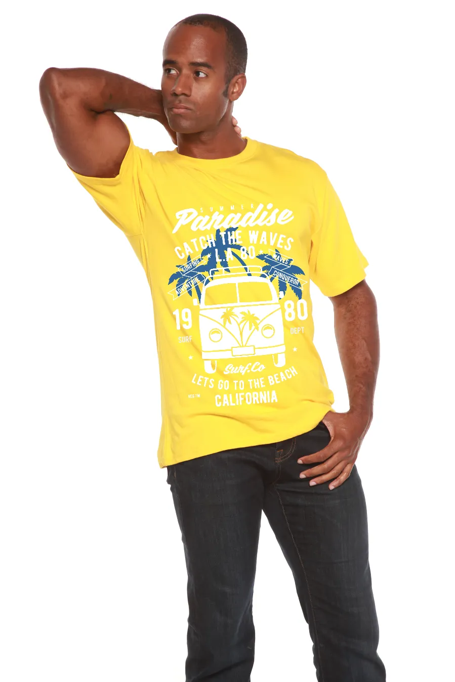 Catch The Waves Men's Bamboo Viscose/Organic Cotton Short Sleeve Graphic T-Shirt