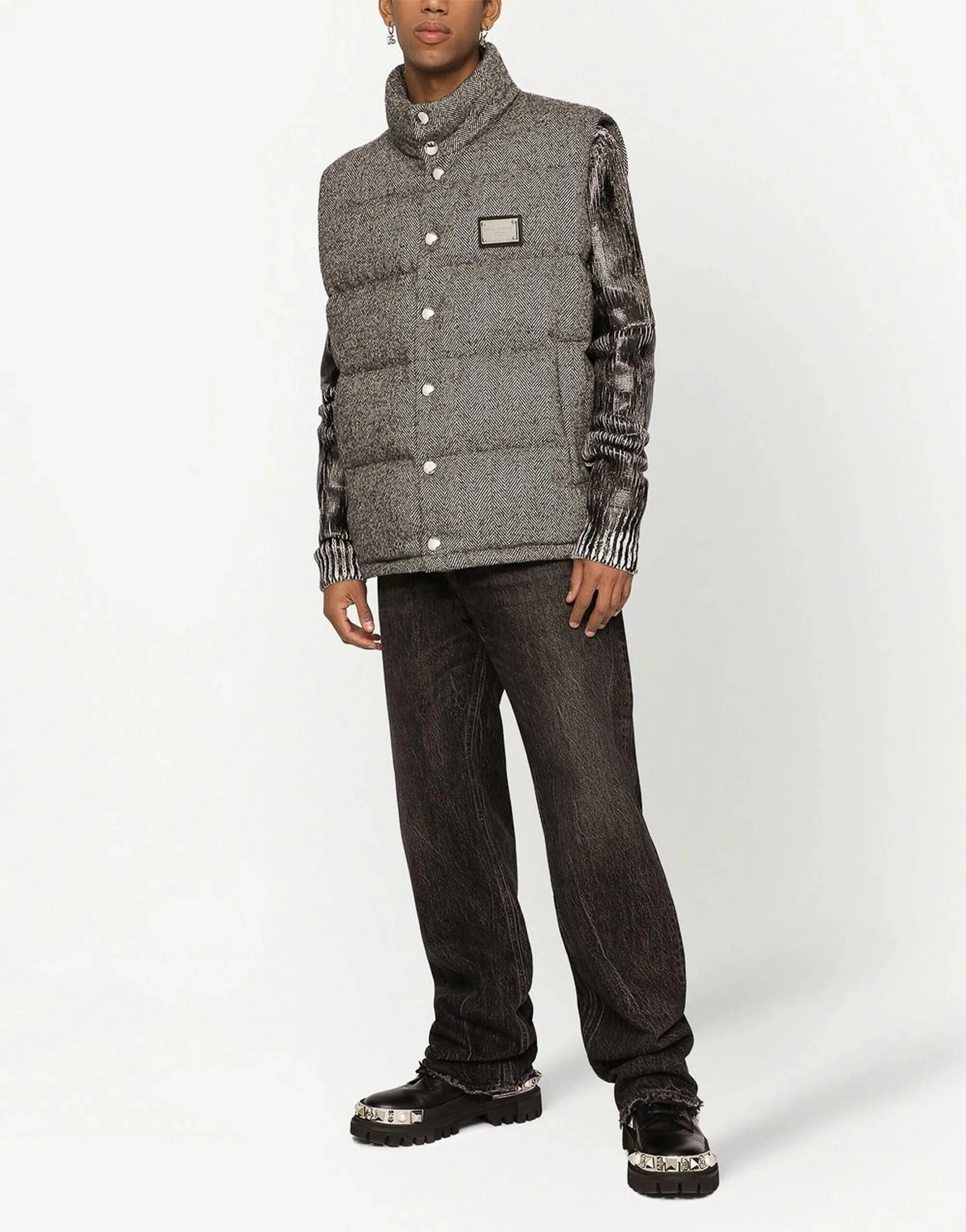 Chevron-Knit Padded Gilet