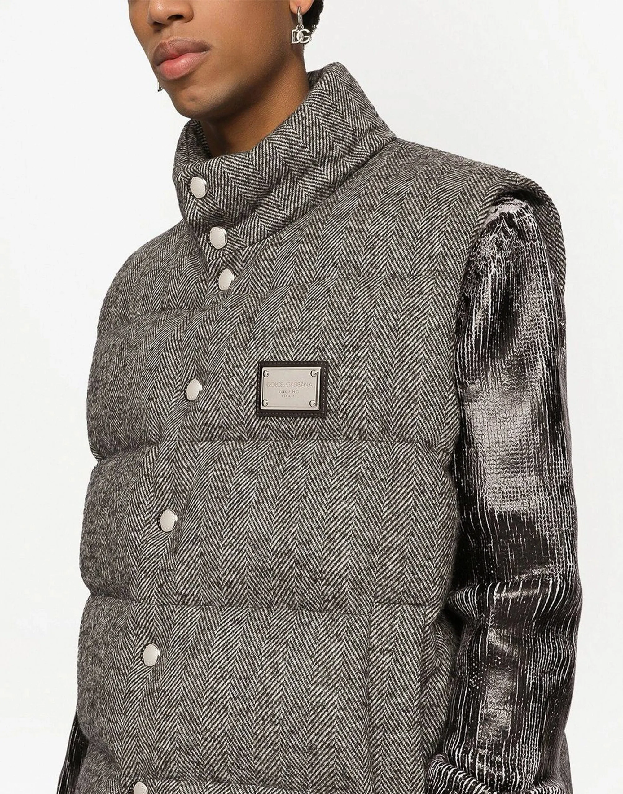 Chevron-Knit Padded Gilet