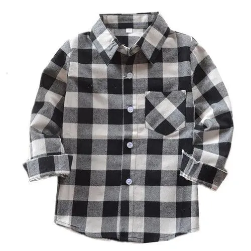 Children Boys Flannel Shirt Lattice Design