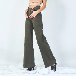 Classic wide leg trousers with front button wholesale
