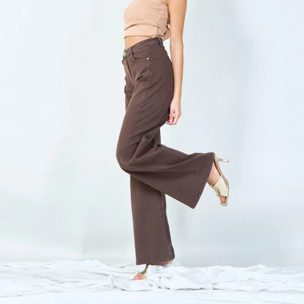 Classic wide leg trousers with front button wholesale