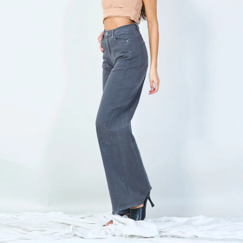 Classic wide leg trousers with front button wholesale