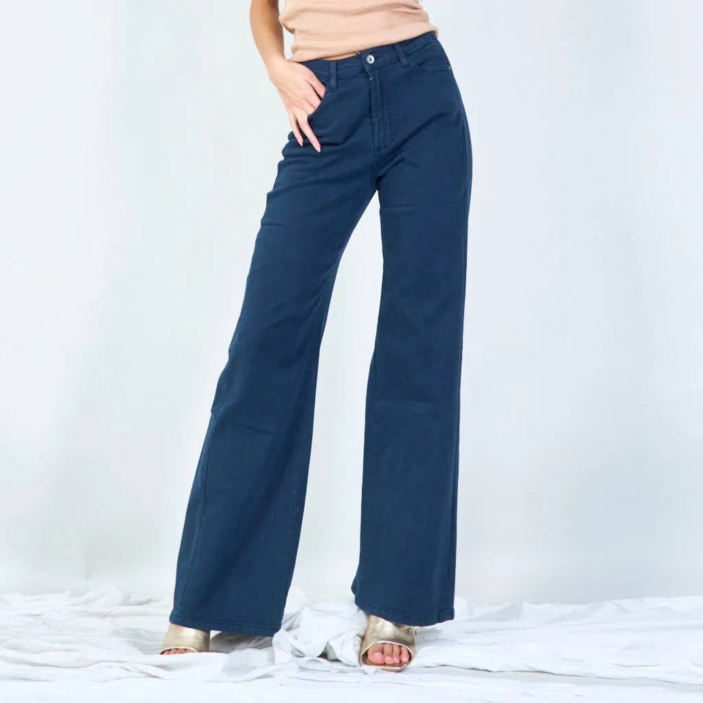 Classic wide leg trousers with front button wholesale
