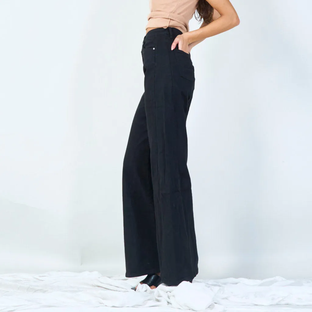 Classic wide leg trousers with front button wholesale