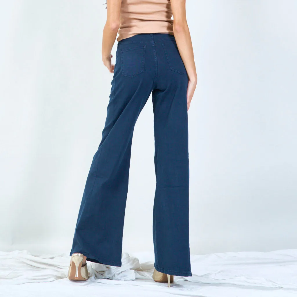 Classic wide leg trousers with front button wholesale