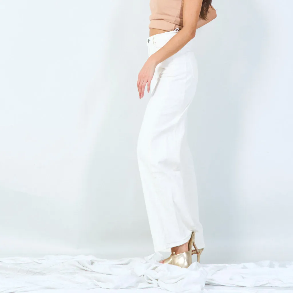Classic wide leg trousers with front button wholesale