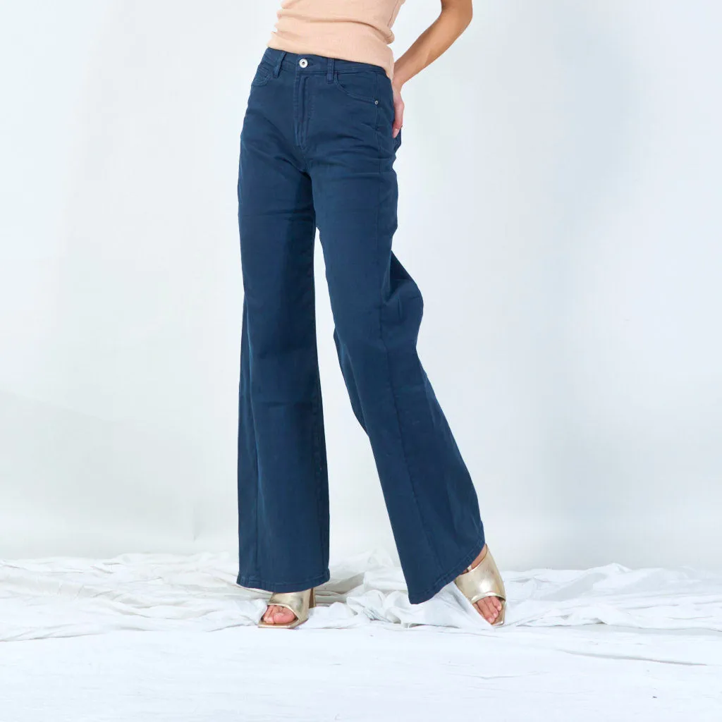 Classic wide leg trousers with front button wholesale