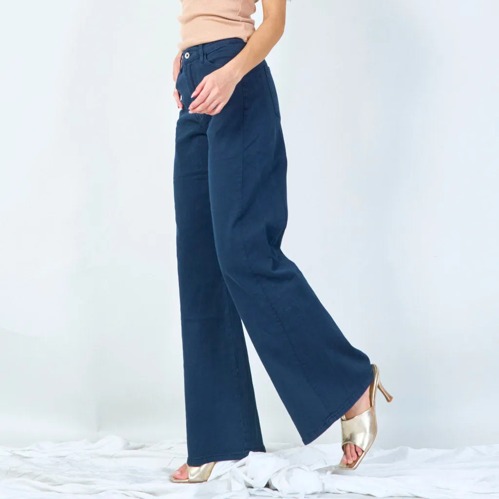 Classic wide leg trousers with front button wholesale