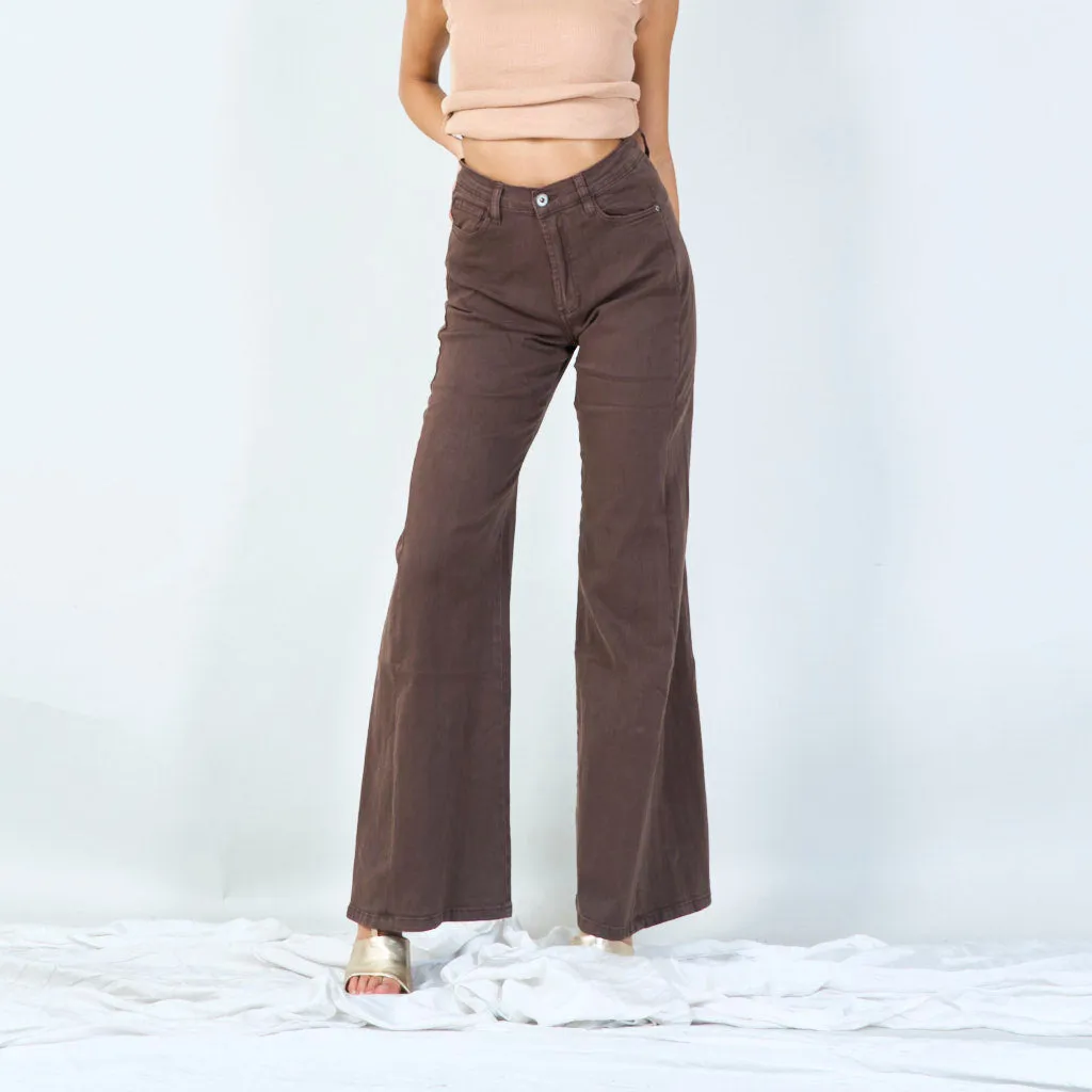 Classic wide leg trousers with front button wholesale