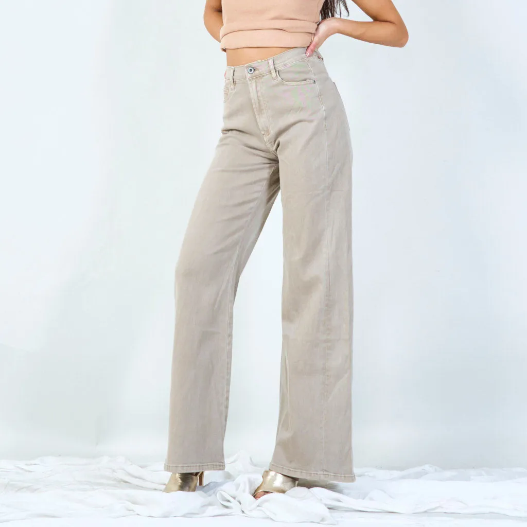 Classic wide leg trousers with front button wholesale