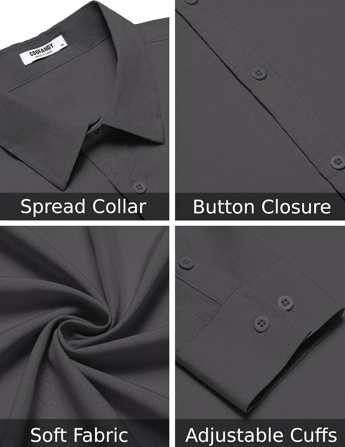 COOFANDY Men's Long Sleeve Button Down Dress Shirts Casual Business Casual Shirt Wrinkle Free Untucked Shirts