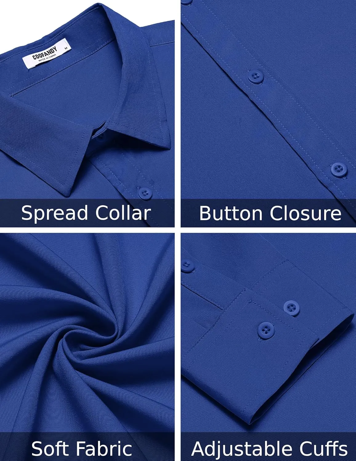 COOFANDY Men's Long Sleeve Button Down Dress Shirts Casual Business Casual Shirt Wrinkle Free Untucked Shirts