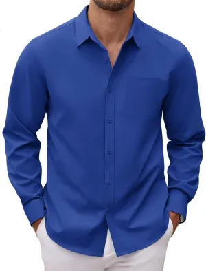 COOFANDY Men's Long Sleeve Button Down Dress Shirts Casual Business Casual Shirt Wrinkle Free Untucked Shirts