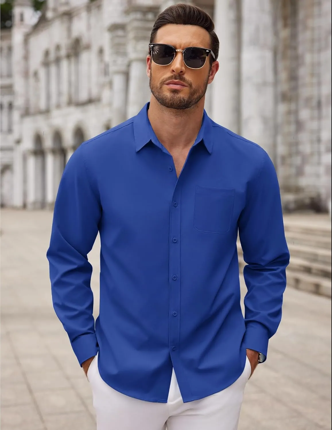 COOFANDY Men's Long Sleeve Button Down Dress Shirts Casual Business Casual Shirt Wrinkle Free Untucked Shirts