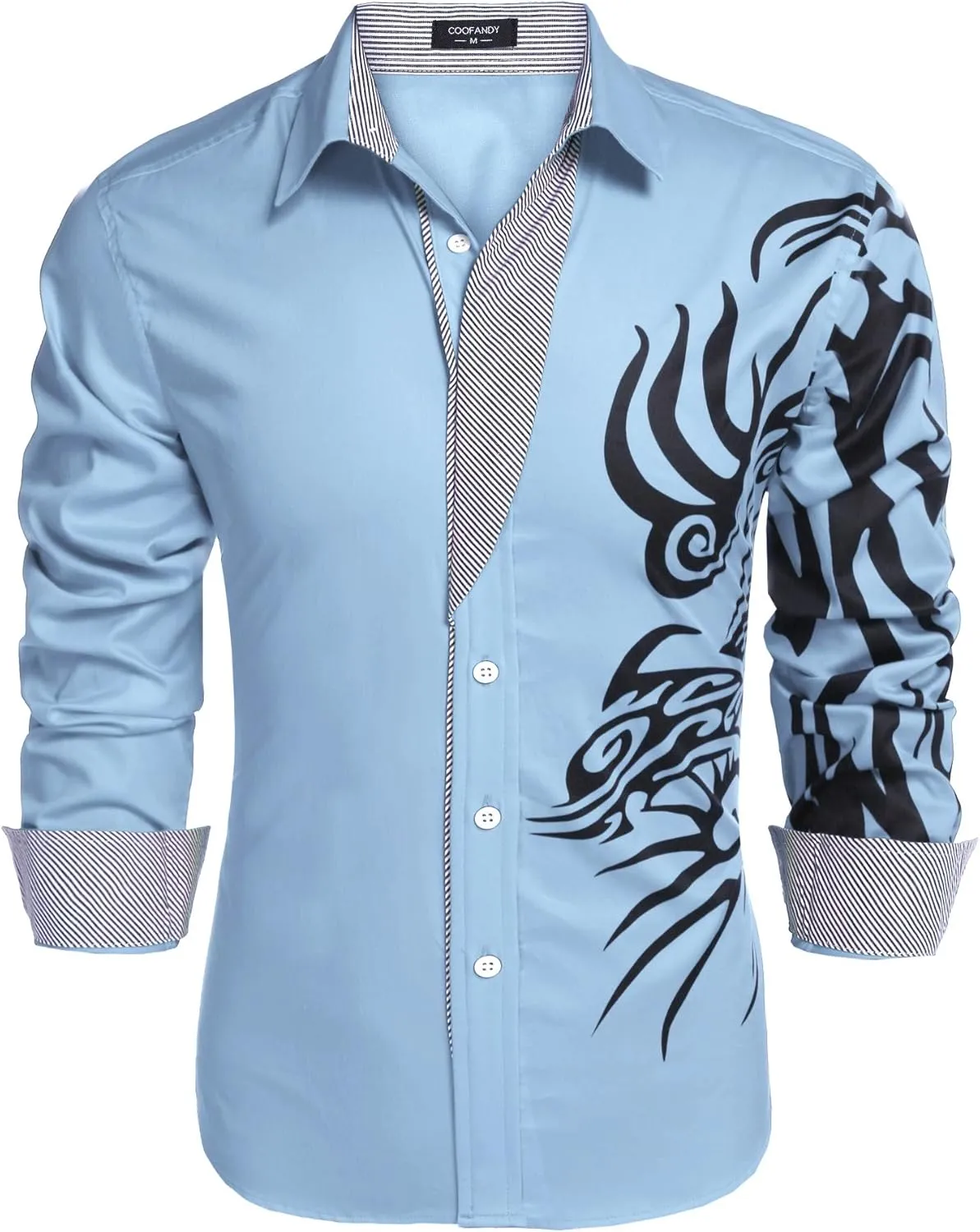COOFANDY Men's Print Button Down Dress Shirt Fashion Long Sleeve Casual Shirts