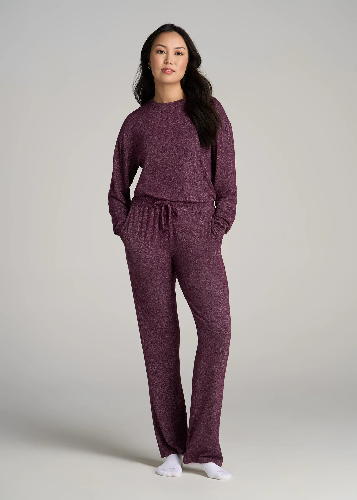 Cozy Lounge Crewneck in Beetroot Mix - Tall Women's Shirts