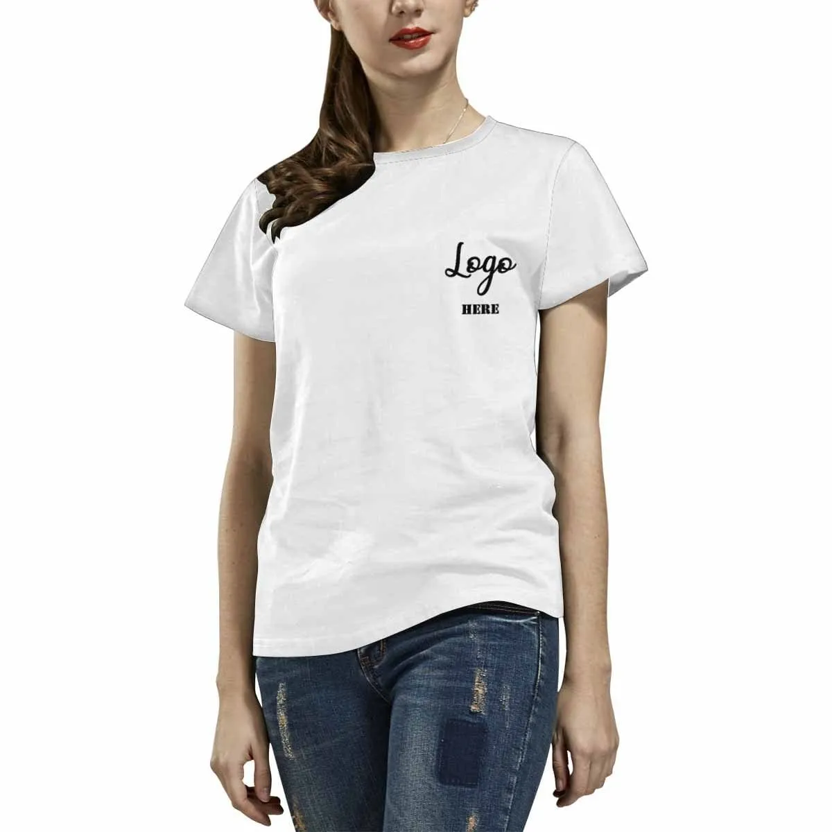 Custom Logo Women's All Over Print T-shirt Design Tee with Picture&Face&Name For Girlfriend