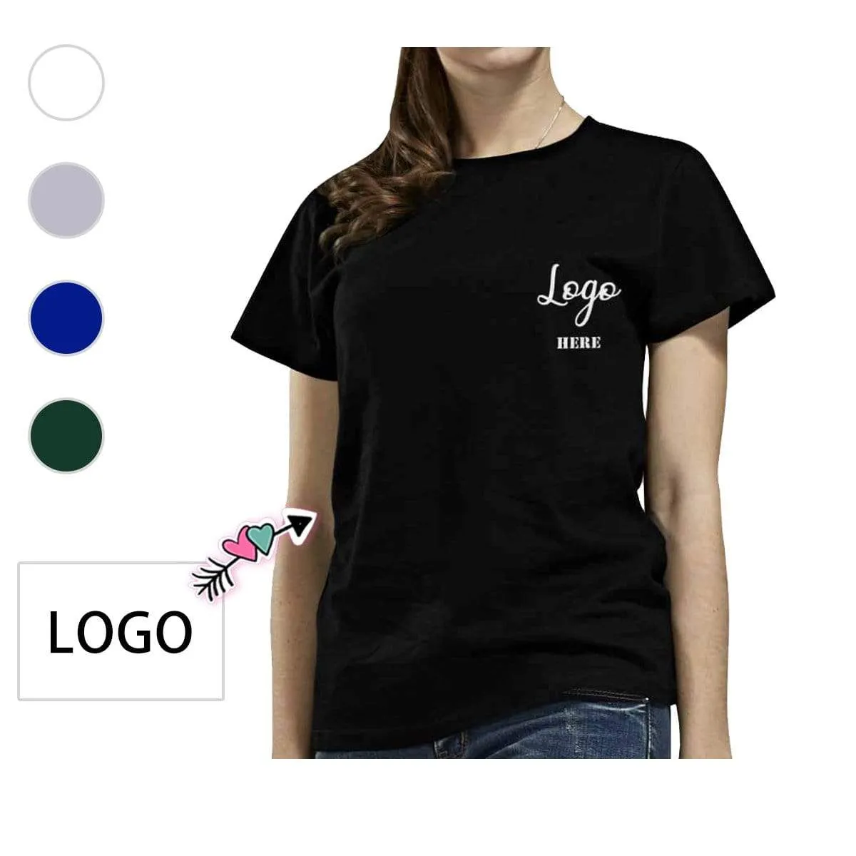 Custom Logo Women's All Over Print T-shirt Design Tee with Picture&Face&Name For Girlfriend