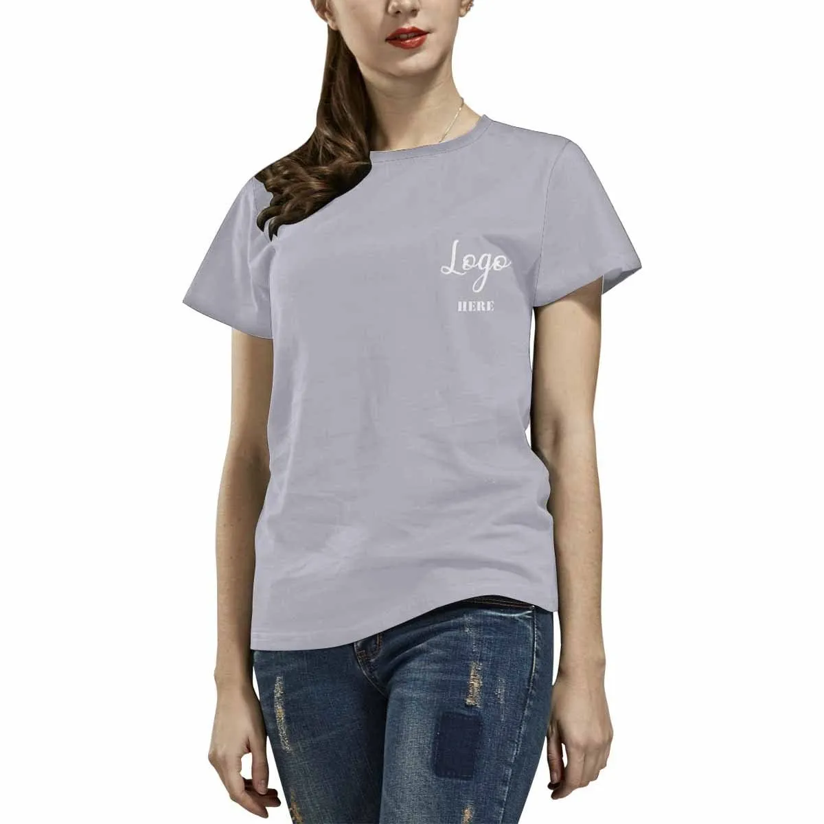 Custom Logo Women's All Over Print T-shirt Design Tee with Picture&Face&Name For Girlfriend